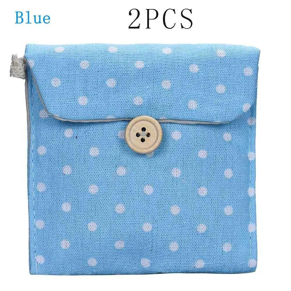 2PCS Blue 1/2 шт. a19 Портативный в горошек Transer лучший подарок для девочки, хлопковый подгузник сумка для гигиенических прокладок упаковка дорожные органайзеры сумка для покупок - Цвет: 2PCS Blue