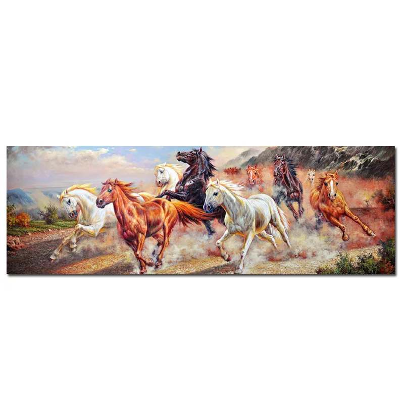 Abstract Nine Running Horse Pop Art Cuadros Canvas Painting& Calligraphy HD Print Poster Modern Wall Pictures For Living Room