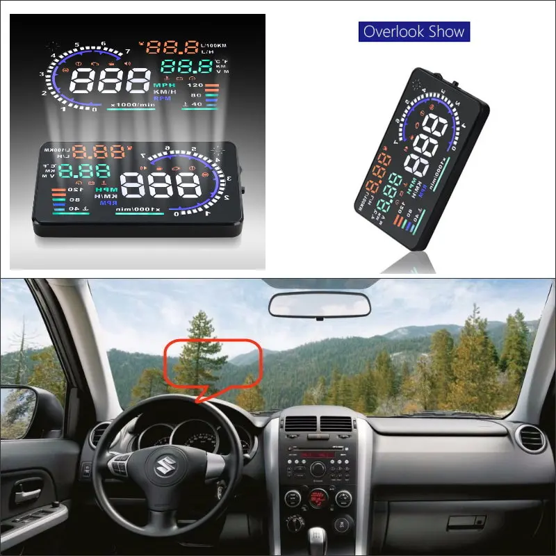 

Автомобильный HUD Дисплей для Suzuki Grand Vitara/Swift 2010-2019 Авто A8 безопасное вождение Refkecting лобовое стекло проектор экран