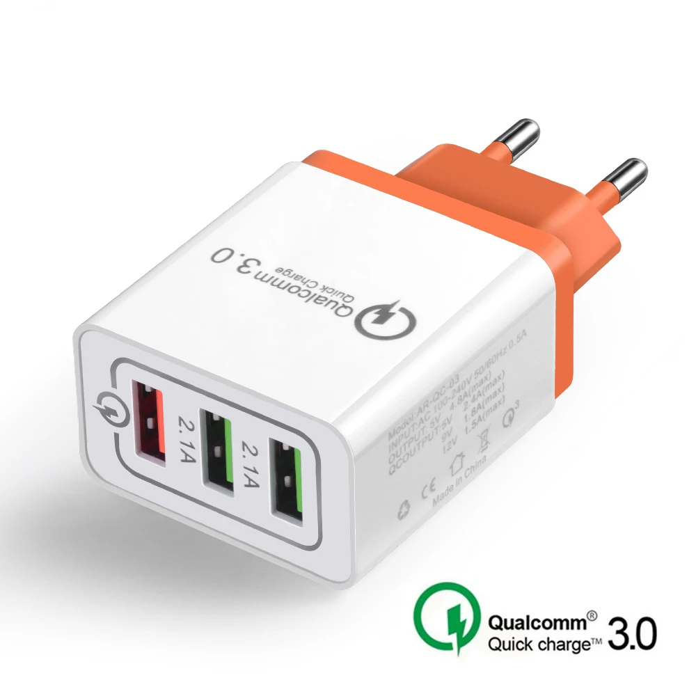 Универсальный 18 Вт USB quick charge 3,0 5V 3A для Iphone 8 7 6 EU US Plug, быстрое зарядное устройство для мобильного телефона Samsug s8 s9 huawei
