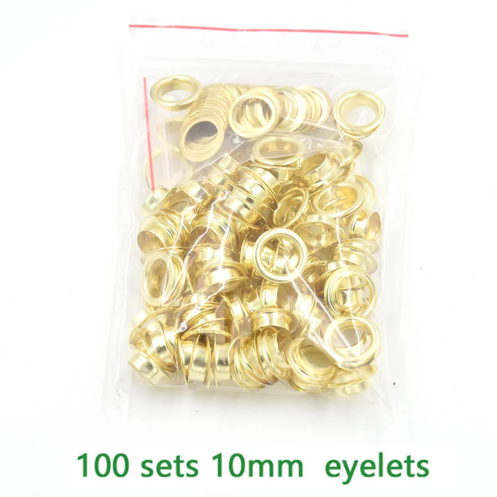 100 sets eyelets 100 шт./лот) Внутренний диаметр 10 мм люверсов. Газовый кнопки. Коробка для обуви поры. Полые заклепки. Отверстие для веревки. Металлические поры - Цвет: 100 sets eyelets
