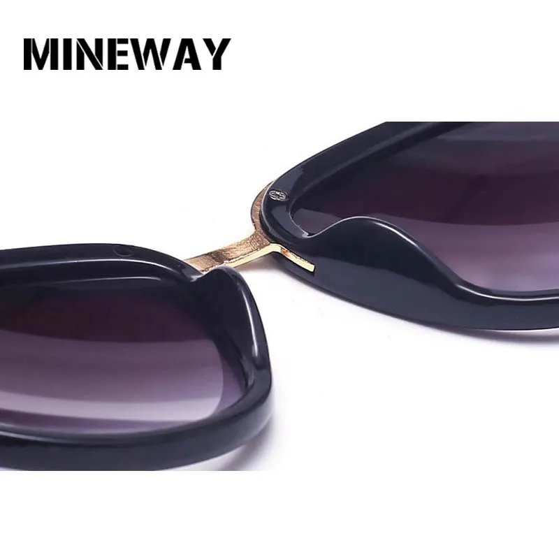 Женские солнцезащитные очки с большими линзами MINEWAY черные кошачий глаз