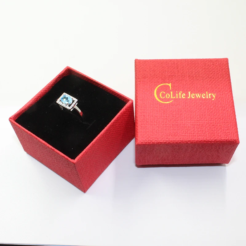 Женское кольцо из серебра 0 7 пробы с натуральным голубым топазом 925 карата|Кольца|