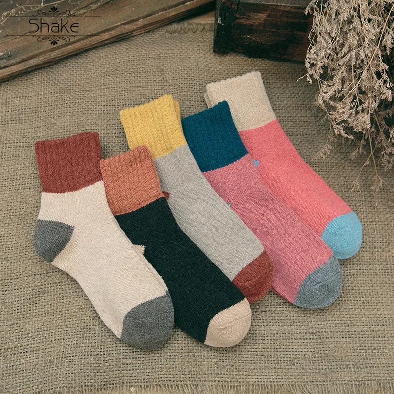 Зимние женские теплые шерстяные кашемировые носки трубы хлопковые