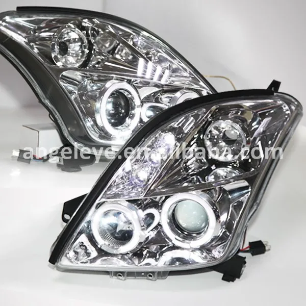 

2006-2010 Year For Suzuki Swift LED Head Light Angel Eyes Chrome Housing JY