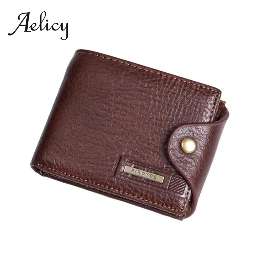 Aelicy брендовый мужской кошелек двойной на застежке короткий из искусственной