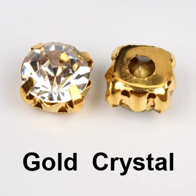 Gold crystal 3 мм-10 мм Блестящий Прозрачный Кристалл Стразы пришить коготь Золотая основа комплект Стразы подходит для самостоятельного декора аксессуары - Цвет: Gold crystal