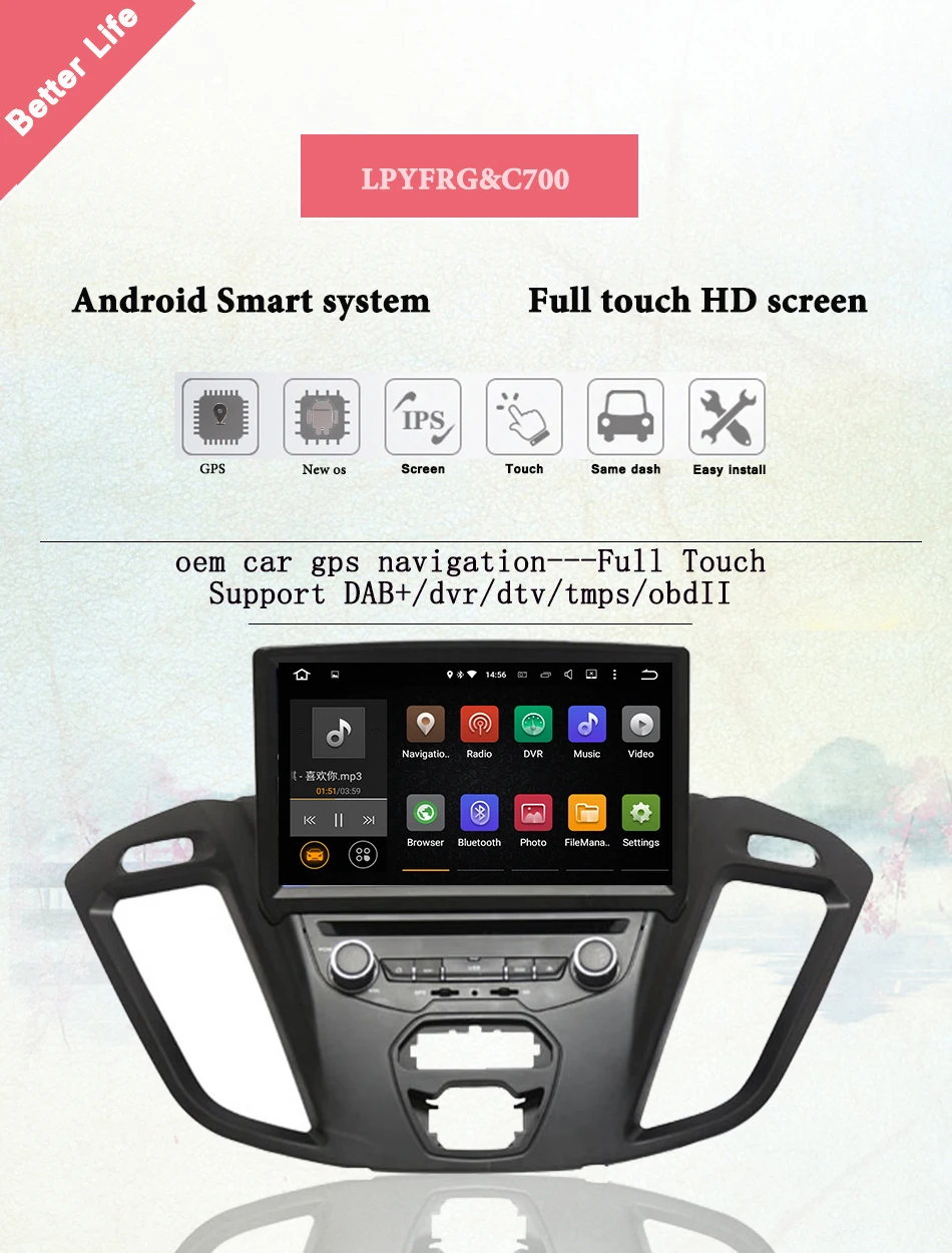 Для Ford Transit Custom 2013-17 автомобильный Радио CD DVD видео плеер gps навигация Sat Nav аудио стерео система Android 9,0
