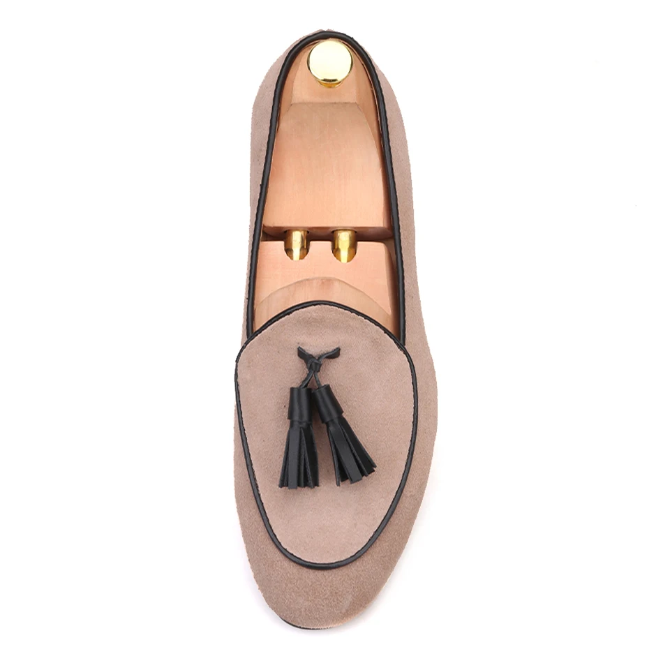 piergitar brand 2018 khaki color men loafers with tassel Fashion Men Casual Shoes party and banquet smoking slippers Big Size | Обувь