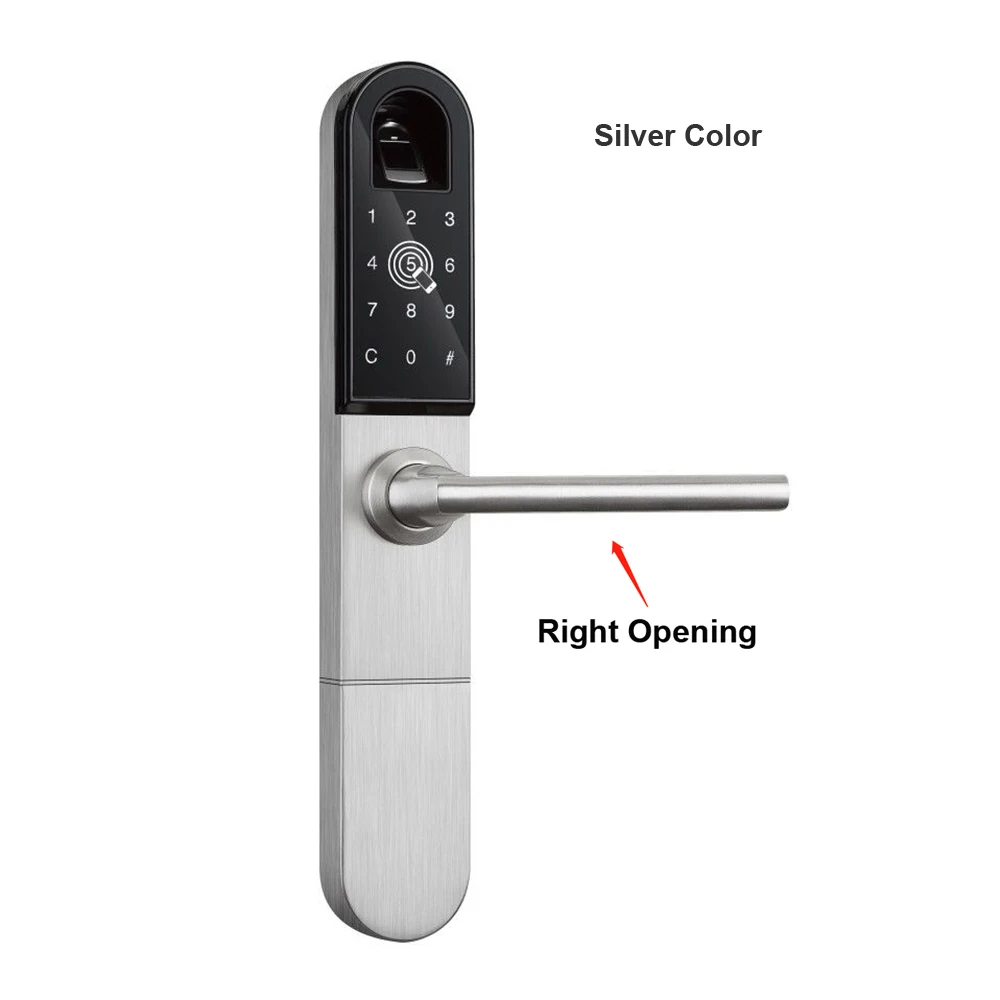 Silver-Right opening Умный дверной замок с Wi-Fi Bluetooth приложение электронный цифровой код RFID карты Алюминиевый раздвижной стеклянный крючок дверной замок - Цвет: Silver-Right opening