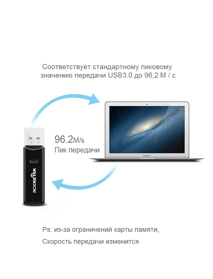 Rocketek Высокое качество usb 3,0 multi 2 в 1 памяти otg Телефон card reader 5 Гбит/с адаптер для SD/TF micro SD pc компьютер интимные аксессуары