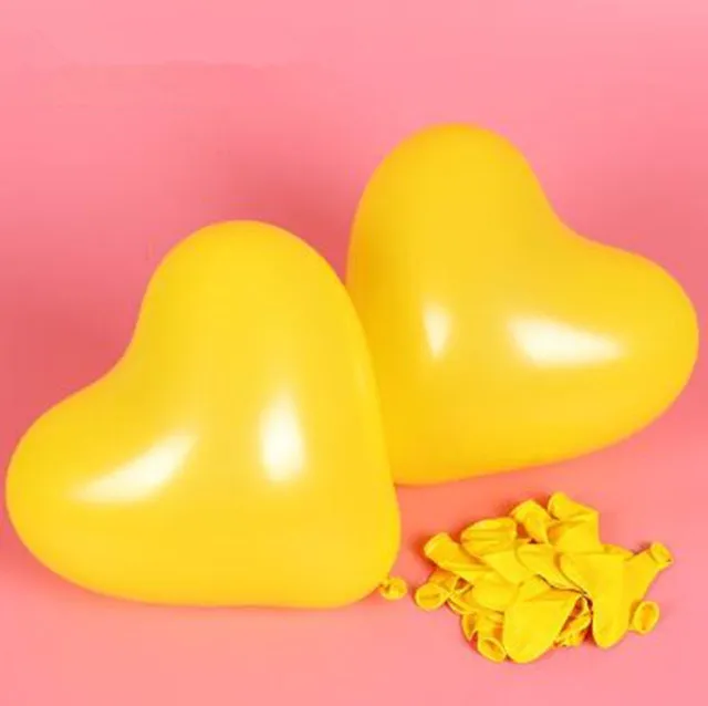 Yellow 10 шт 10-дюймовые розовые белые красные латексные шары в форме сердца, латексные воздушные шары для дня рождения, свадьбы, надувные шары для детской вечеринки - Цвет: Yellow