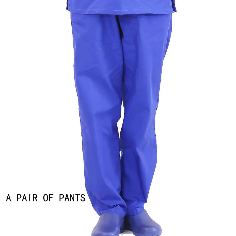 sapphire blue PANTS Женская модная медицинская униформа из чистого хлопка, цветная блокирующая v-образная горловина, рубашка или брюки с эластичным поясом и кулиской - Цвет: sapphire blue PANTS