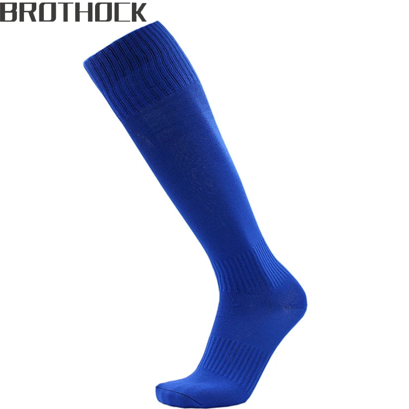 Brothock футбольные спортивные носки прямые продажи с фабрики чистые цвета полиэстер хлопок антифрикционные Дышащие футбольные носки