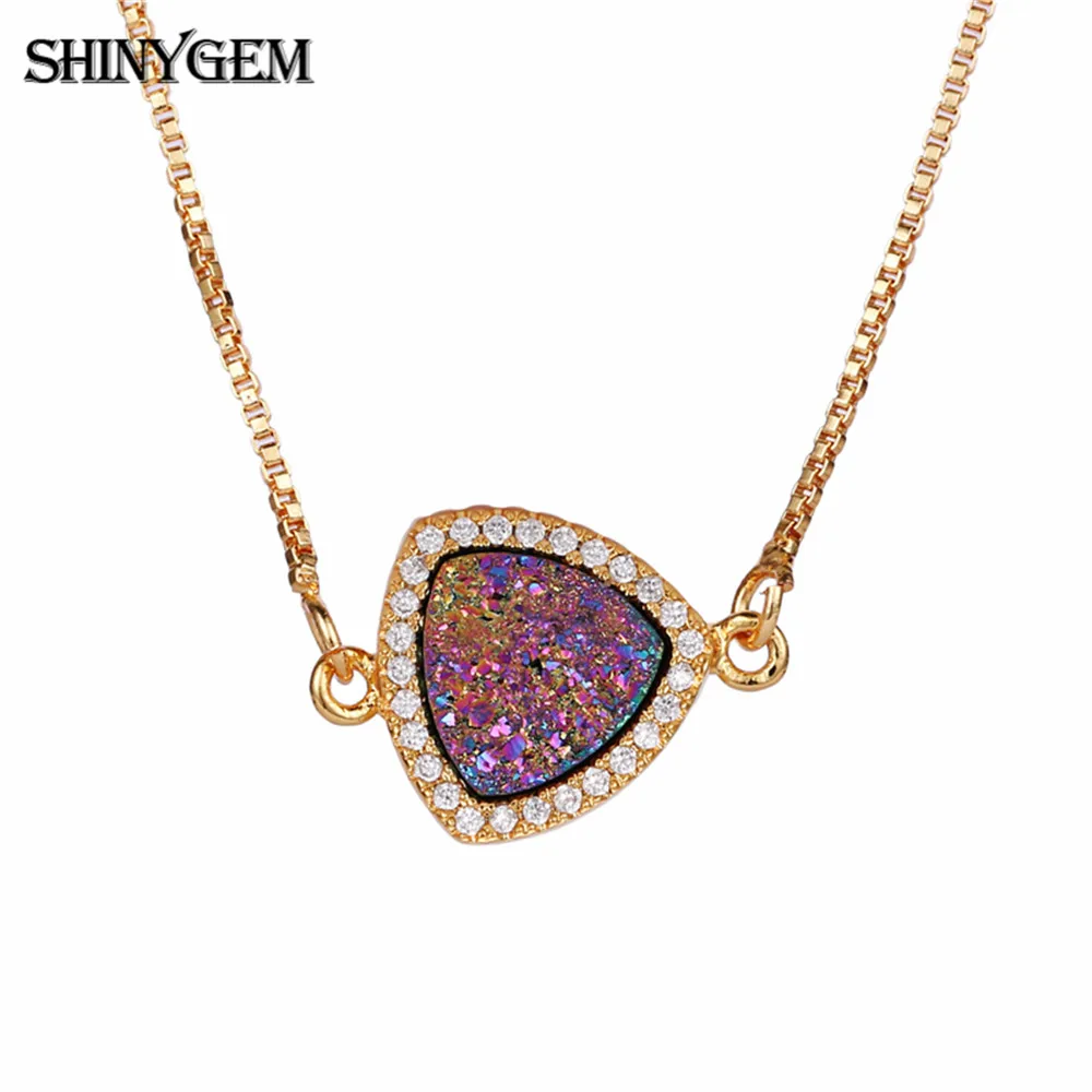 Ожерелья с кристаллами ShinyGem Inverted маленький изящный кулон из чистого золота
