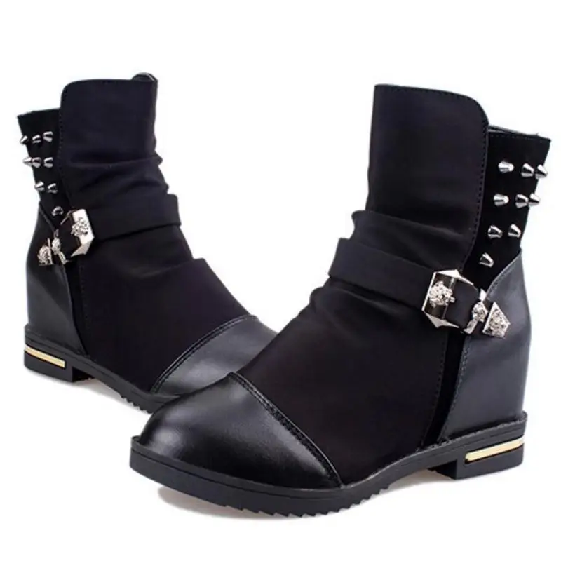 Новые Женщины Теплая Зима Ботильоны Женская Мода Заклепки Пряжки Мартин Сапоги