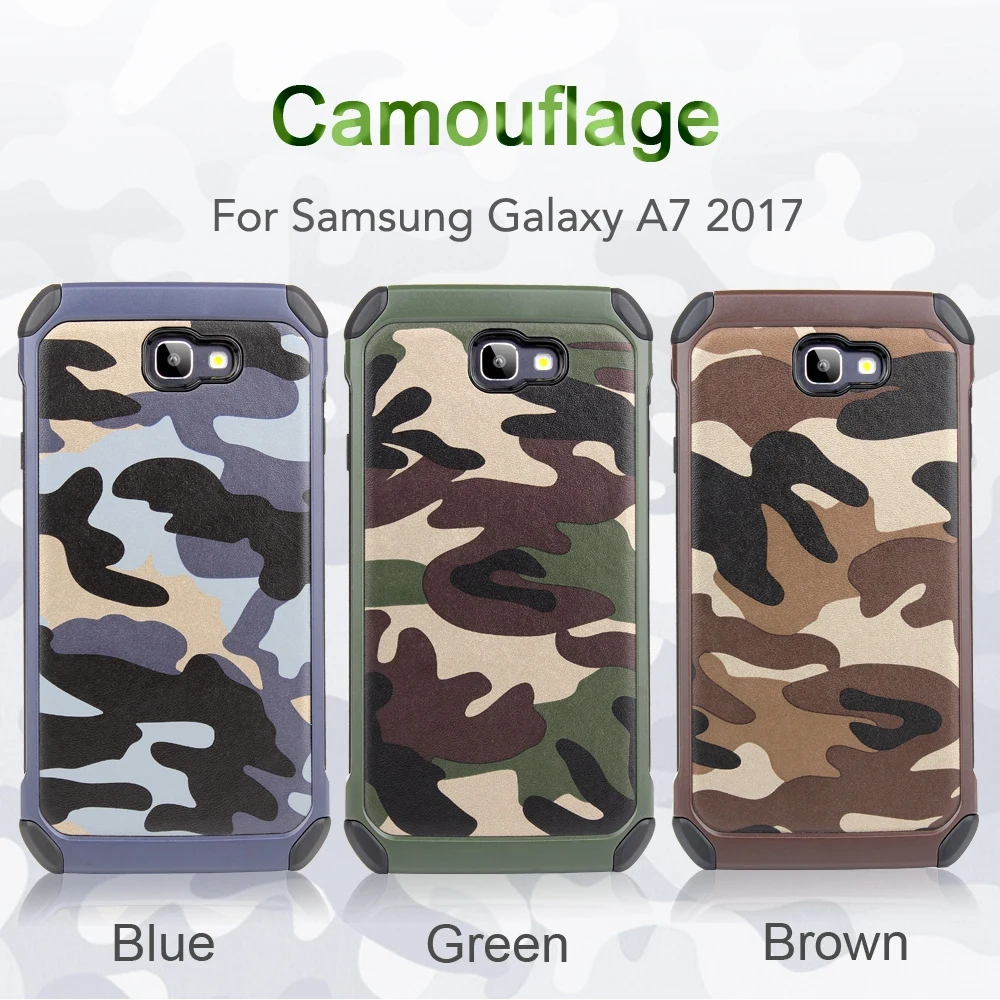 Чехол для Samsung Galaxy A7/A5/A3 2017 армейский Камуфляжный узор PC + TPU 2 в 1 противоударный