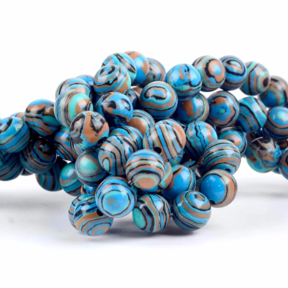 4 6 8 10 12mm Round Peacock Blue Striped Agates Stone Spacer Beads For Diy Jewelry Bracelet Making Jewellery Accessories | Украшения и