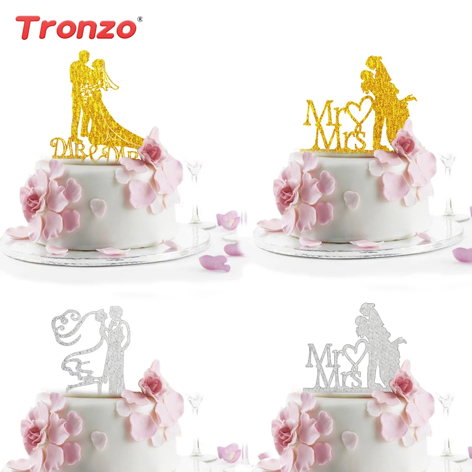 Tronzo свадебный торт Топпер для невесты и жениха Блестящий Золотой мистер миссис