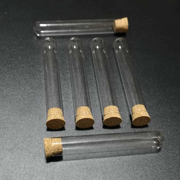 

50pcs/lot 12x75mm Clear Glass Round bottom Test Tubes with Food Grade Cork Stopper for kinds of Labs/schools glassware