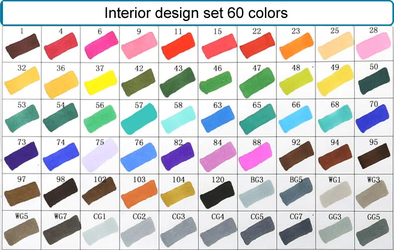 60 Interior Set T5 Touchfive 30/40/60/80 цветов двойной головкой маркер для рисования ручка жирной алкогольных маркер для рисования кисть для рукоделия для анимации Manga - Цвет: 60 Interior Set T5