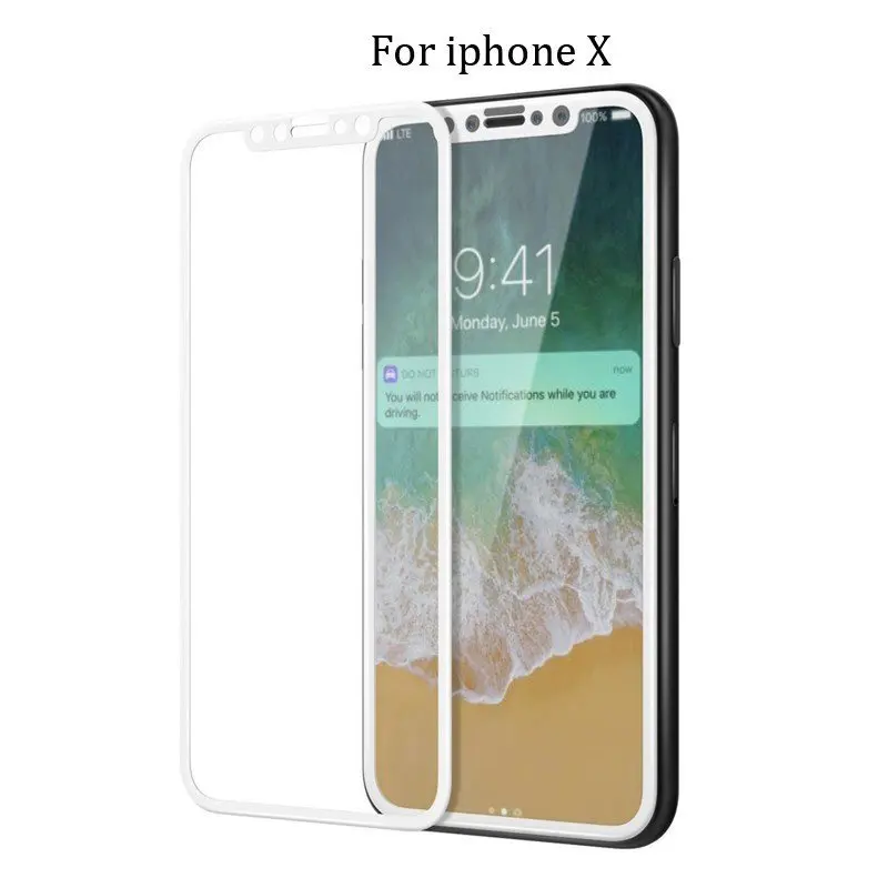 Защитная пленка для экрана iPhone X 6 7 Plus 9H блестящее 3D изогнутое углеродное волокно