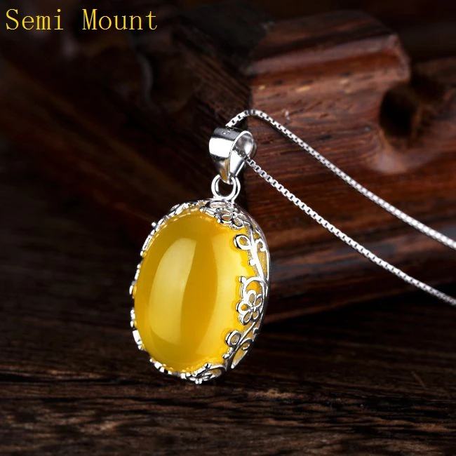 Серебряная полуподвесная Подвеска из серебра 925 пробы белого золота с филигранью