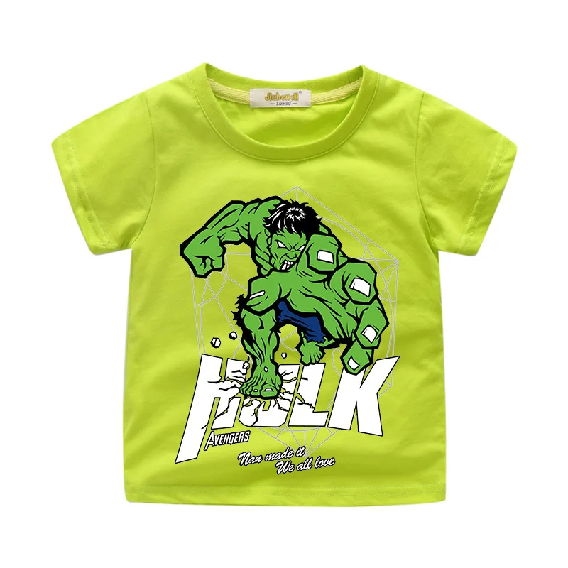 bright green Одежда для малышей футболка с Халком для мальчиков и девочек, летняя хлопковая Футболка с героями мультфильмов, модная футболка с 3d рисунком топ для детей ясельного возраста, футболка, одежда - Цвет: bright green
