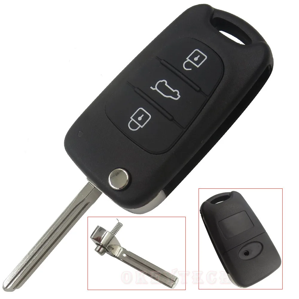 OkeyTech дистанционный флип кейс для ключей с 3 кнопками Hyundai Avante I30 IX35 Kia K2 K5 Sorento Sportage