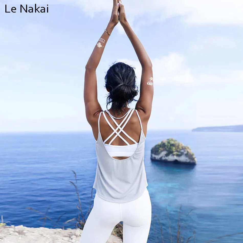 Женский топ для йоги Le Nakai с открытой спиной безрукавные футболки быстросохнущая