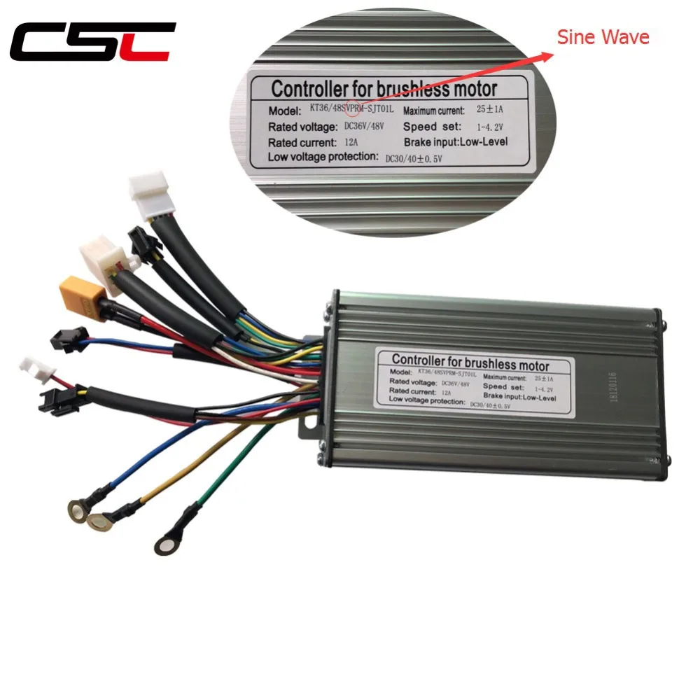 Бесщеточный контроллер Ebike для электрического велосипеда 36 48v 500W Sine wave 9 Mosfet KT