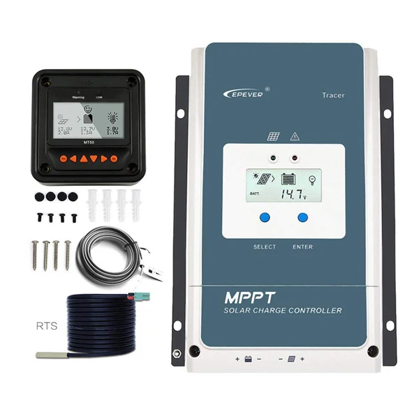 with MT50 TS-R EPever 50A MPPT Контроллер заряда 48 В/36 В/24 В/12 В Макс. 150 в 2500 Вт Входное отрицательное основание подходит AGM герметичный гель затопленный аккумулятор lcd - Цвет: with MT50 TS-R