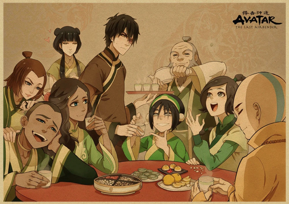Аватар Последний Airbender Aang Katara мультфильм крафт-плакаты и печать настенная живопись Настенная картина для гостиной домашний декор - Цвет: Серебристый