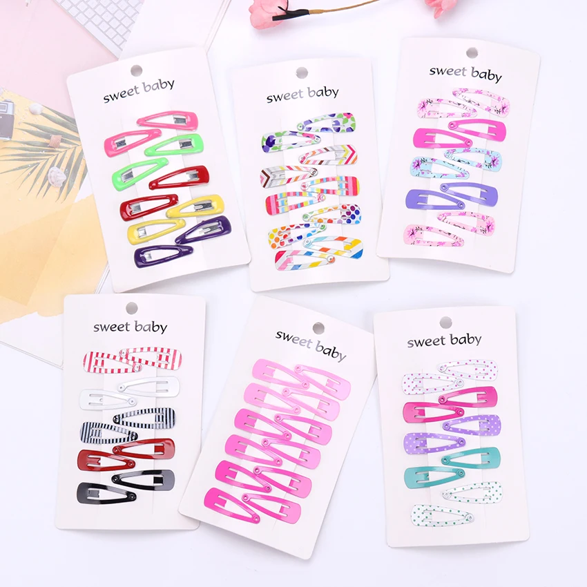 10PCS/Set New Lovely Heart Type Metal Candy Color Girls Hairpins Hair Clip Kids Headwear Children Accessories Baby BB Clips