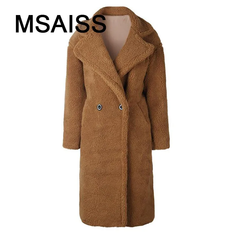 MSAISS X-Long теплые женские зимние пальто из искусственного меха овечьей шерсти