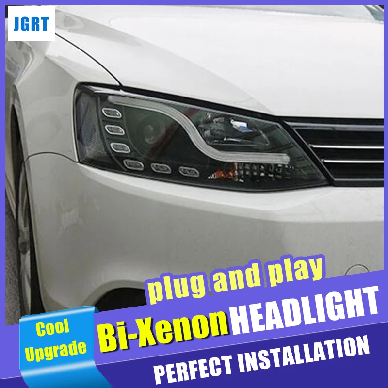 Auto part Style LED Head Lamp for VW Jetta led headlights 2012-2018 drl H7 hid Bi-Xenon Lens angel eye low beam | Автомобили и