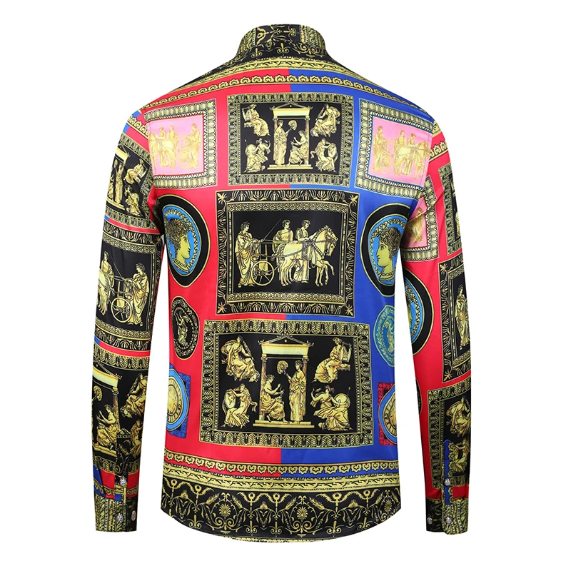 Seestern brand new designer youth 3D Shirts Tops men's long sleeve shirt western style printing palace luxury fashion casual man | Мужская
