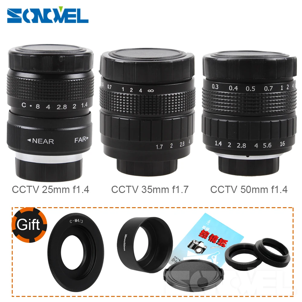 Фуцзянь 35 мм F1.7 объектив для видеонаблюдения + 25 f1.4 телевизора 50 Panasonic Olympus Micro 4/3 m4/3