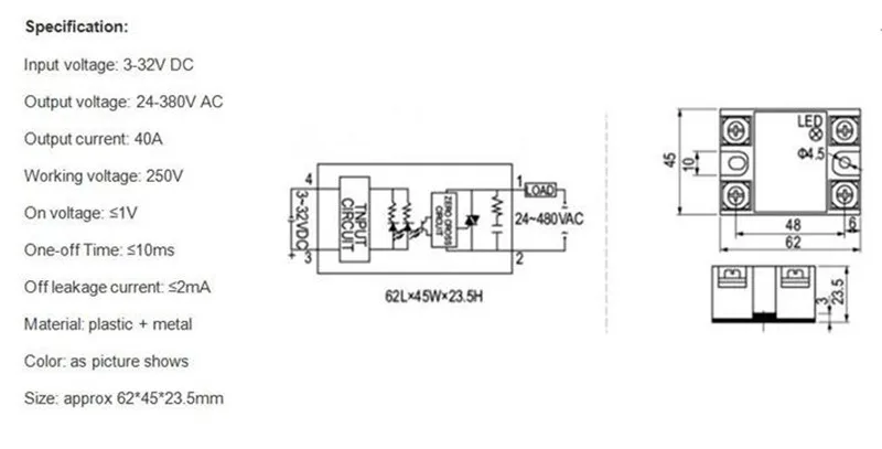 Твердотельное реле SSR-25DA 25A SSR-10DA SSR-40DA 5-24 В постоянного тока на 24-380 переменного SSR