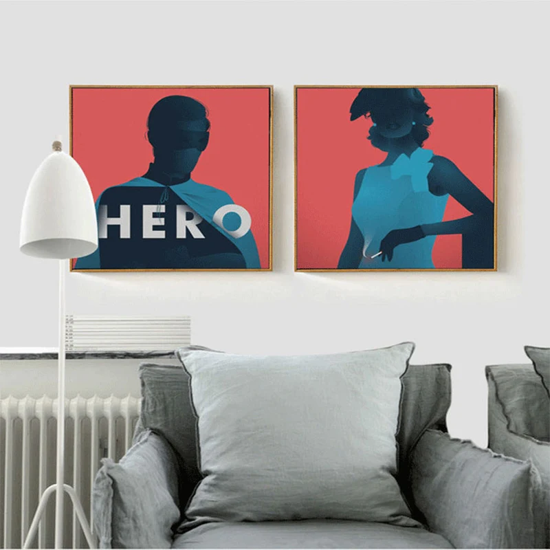 HAOCHU Nordic abstract figure decoration couple male and female heroes modern simple bedroom sofa wall pictures for living room | Дом и сад