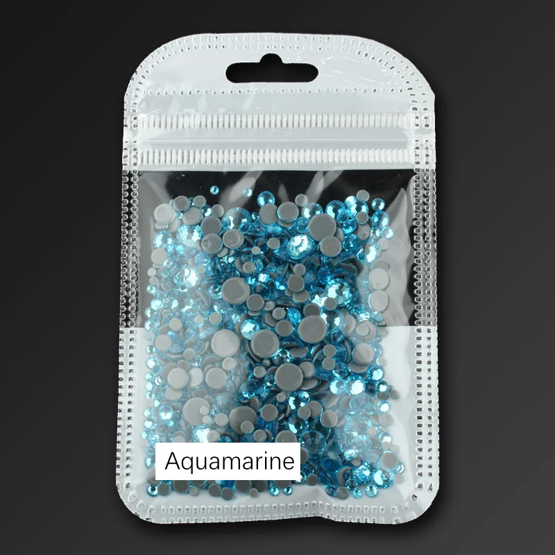 Aquamarine Высокое качество, исправление хрусталя и искусственного алмаза, прозрачный SS6-SS30, разные размеры, кристаллы и камни, 1000 шт./лот, для одежды, сделай сам - Цвет: Aquamarine