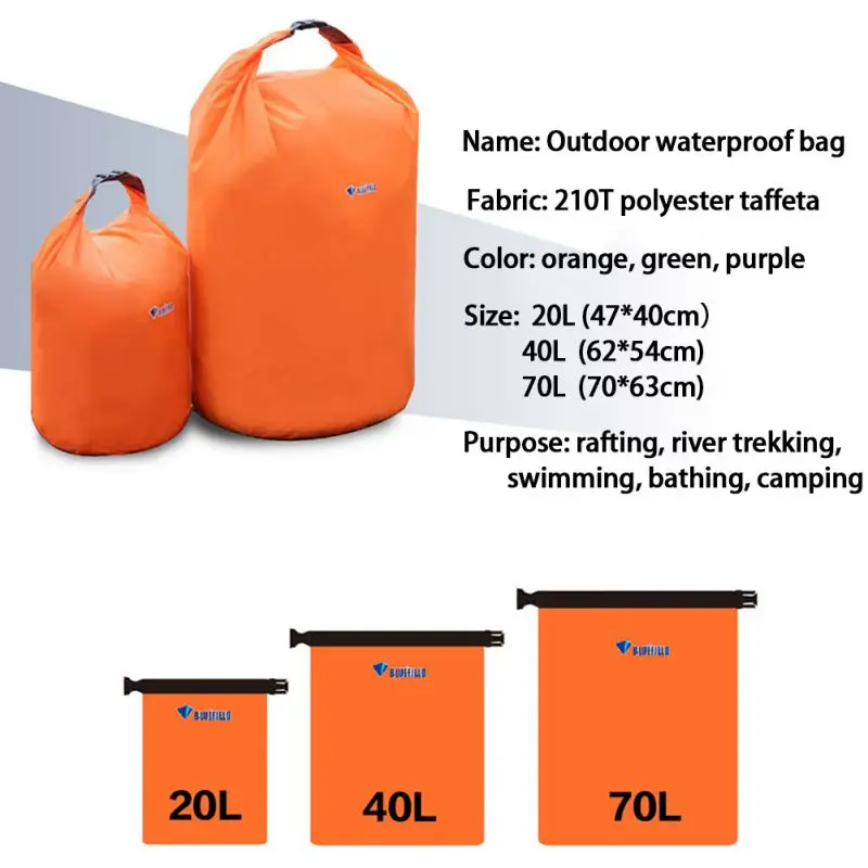 

Portable 20L 40L 70L Storage Dry Bag Waterproof Bag For Canoe Kayak Rafting Sports Outdoor Camping Travel Kit Equipment