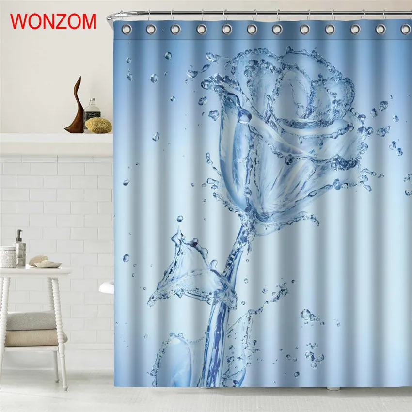 Занавески для душа WONZOM 1 шт. водостойкие тюльпаны с розой воды украшения в виде