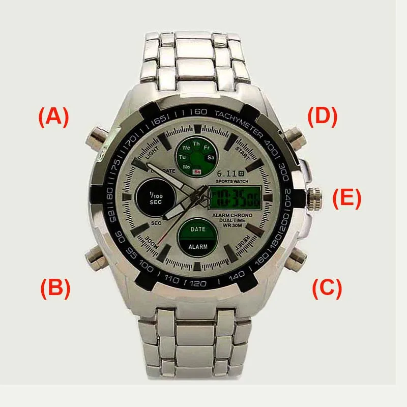 Для мужчин часовой бренд LED Винтажные часы Водонепроницаемый Нержавеющая сталь