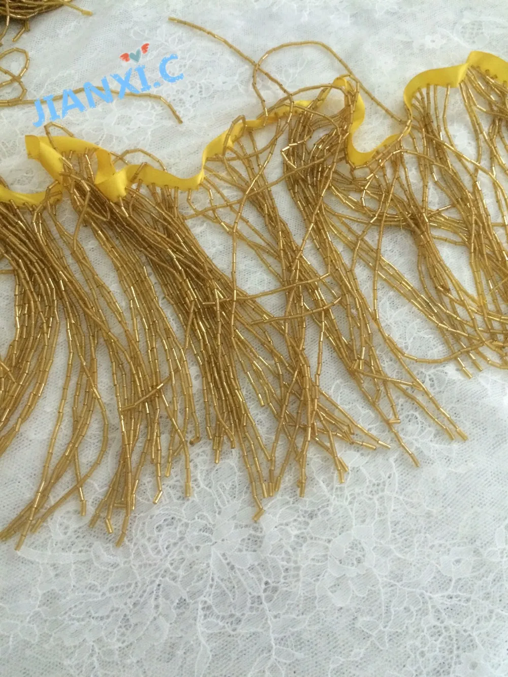 Лидер продаж золотистые бусины 15 см 5 ярдов бахрома блестящие для украшения