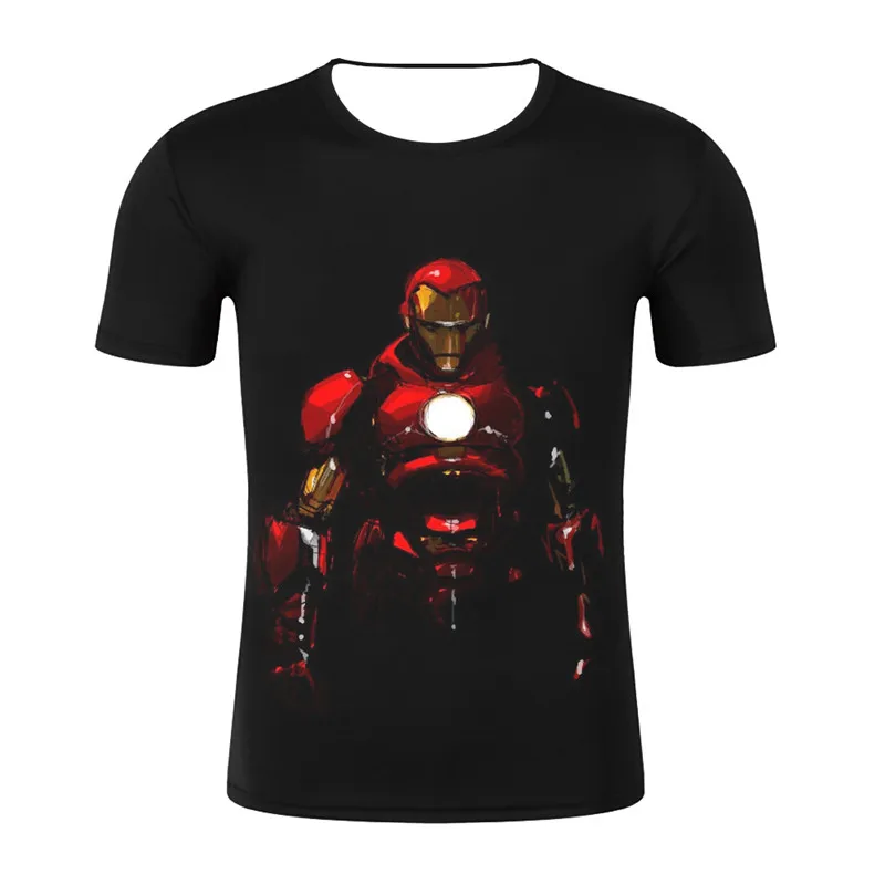 Летняя футболка с 3D принтом Ironman Мужская компрессионная коротким рукавом модная