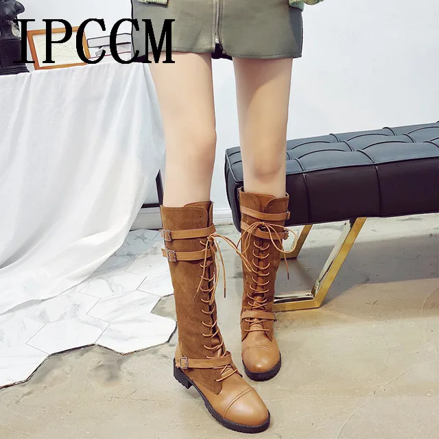 Сапоги выше колена сапоги на плоской подошве сезон осень Новинка 2019 года Ботинки