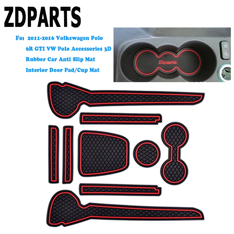 ZDPARTS 1 комплект Автомобильный Коврик для чашки накладки 2011 2016 Volkswagen Polo 6R GTI VW
