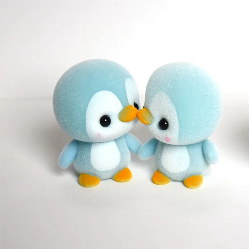 5.5cm Mini PVC Flocking Animal Decoration Dolls Kawaii Penguin Doll Toys For Girls Exquisite Flocked Toy Christmas Gift | Игрушки и