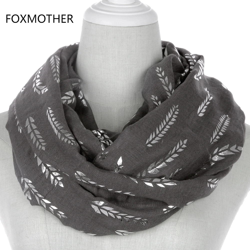 FOXMOTHER Новая модная женская Розовая белая серая пшеничная бронзовая лента из фольги шарф-кольцо Петля снуд платок для дам